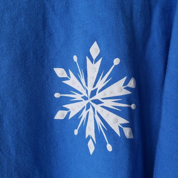 Disney Blue White Glitter Letters Arendelle Spirit Jersey Tee Shirt Frozen XL - Picture 4 of 12